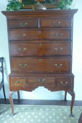 A late 18th Century Early 19th Century Highboy. Original Hardware 